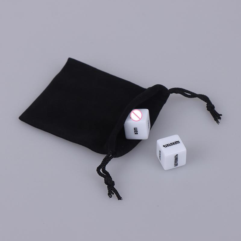2Pcs Fun Acrylic Dice Love Sexy Dice Sex Dice Erotic Dice With Velvet Dice Bag