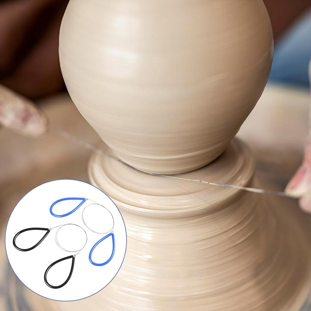 2Pcs Wire Clay Cutter Stainless Steel Wire Slip Resistant Handle Clay Cutting Tool for Ceramic Art Sculpture Cutting