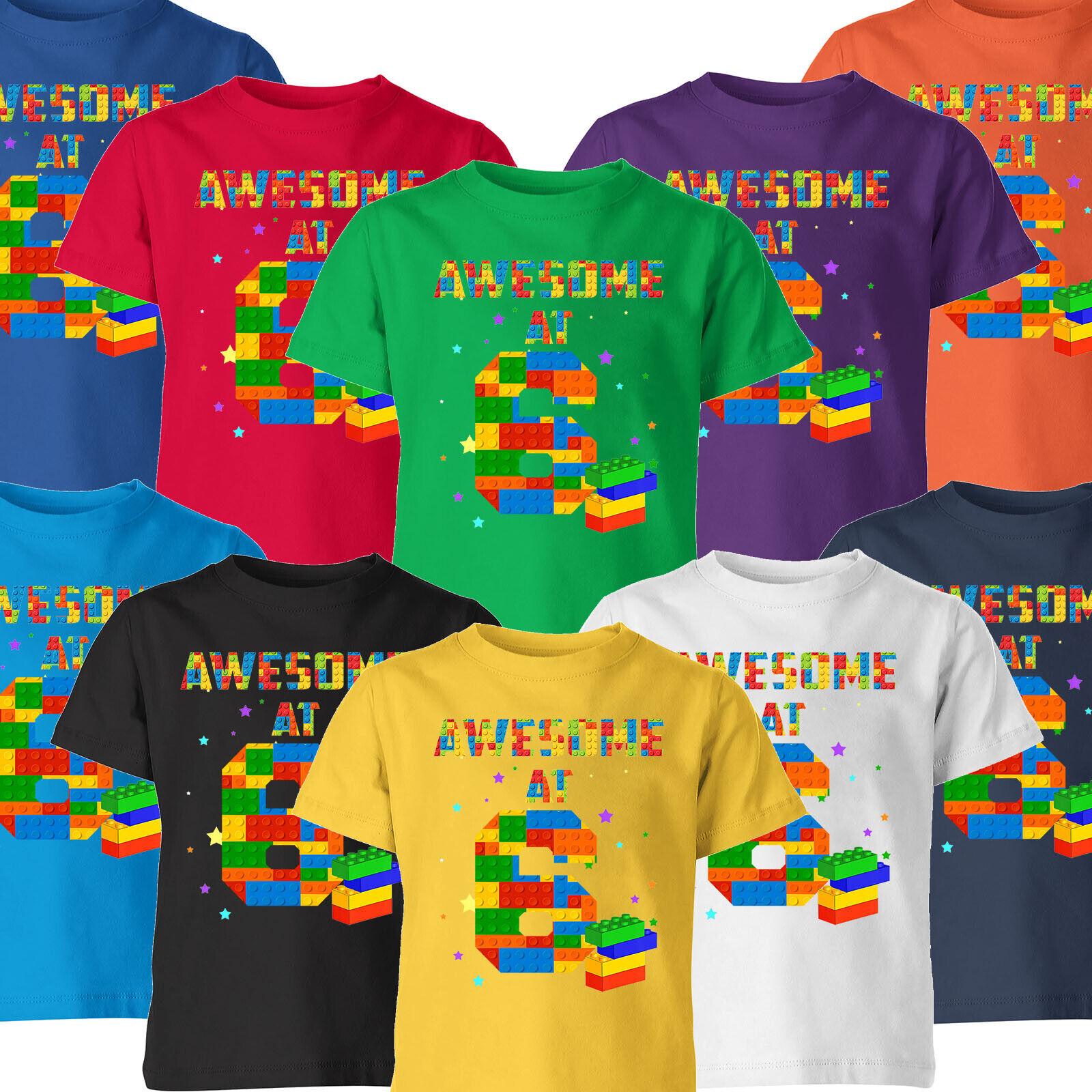

Awesome At Building Blocks Personalised Bricks Theme Birthday 100% Cotton T-shirt Mens Tees Top L