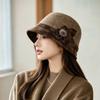 Meier Hat, women's autumn and winter new fashion plaid woolen knitted bucket hat