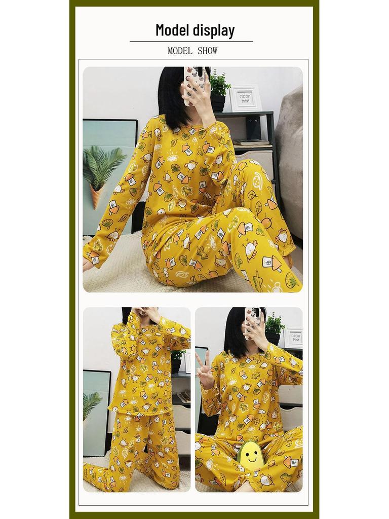 Santa Claus Pajama Set - Crew Neck, Long Sleeve, Sweet & Cute Style, Skin-Friendly Homewear for Dorms