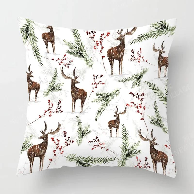 Christmas Series Throw Pillow Cover With Short Plush Print Living Room Sofa Decoration Cushion Cover Pillow Covers Decorative