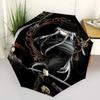 1 PC Automatic Folding Umbrella - Black Butler Pattern Portable Foldable Design With 8 Ribs Christmas Birthday Gifts