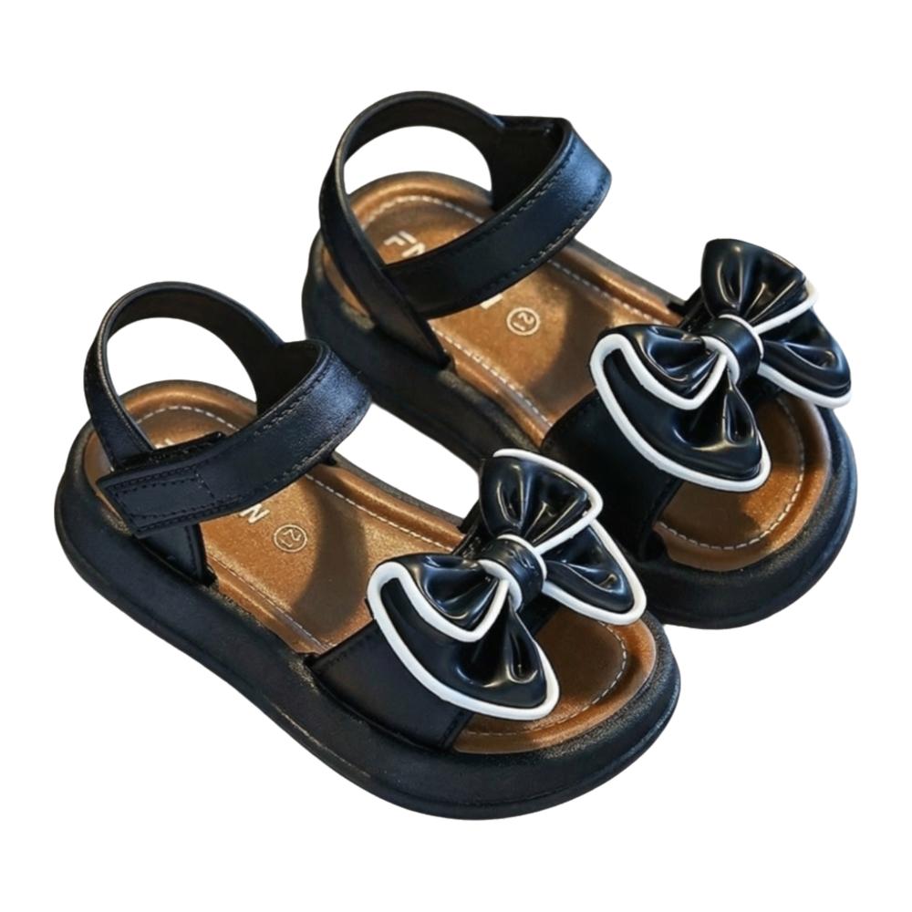 Comfortable Children Beach Sandals Breathable Princess Sandals Daily Girls Bow Sandals  Summer 25 чёрный