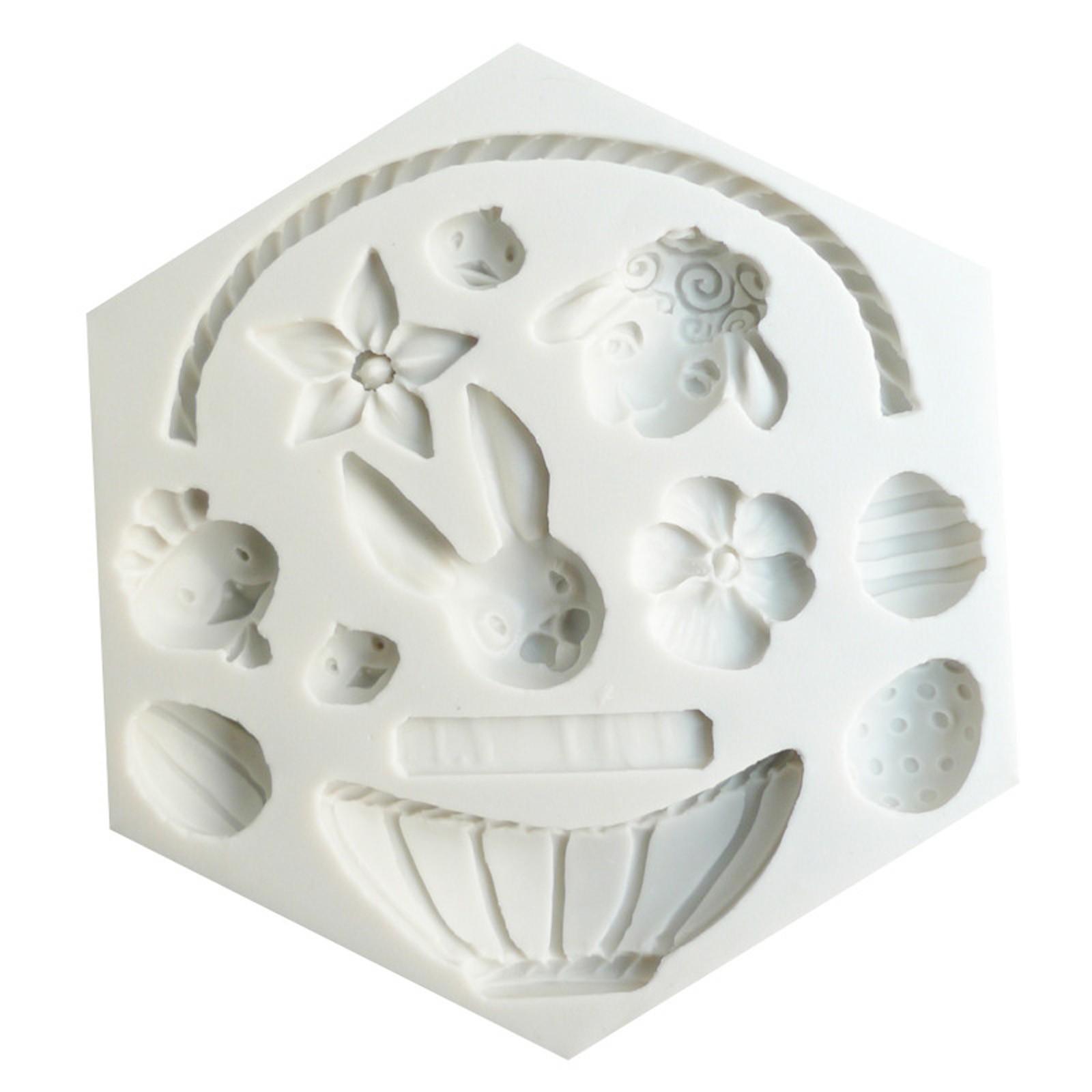 

Пасхальная силиконовая выпечка, украшение для торта, кролик, корзина, цветок, кролик, яйца белый