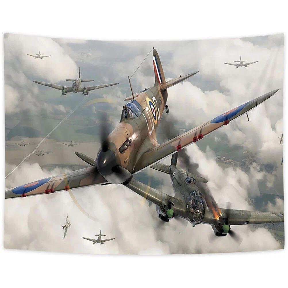 Tapestry poster depicting a WWII hurricane 75x100