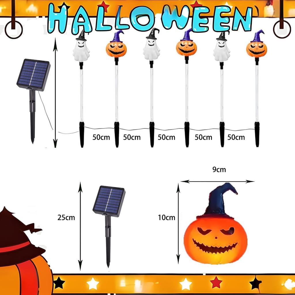 Solar Garden Halloween Ghost Set of Solar Automatic Warm Perfect for Indoor and Outdoor Creates Ambience Lights, Decorations, 5, Powered, On/Off,