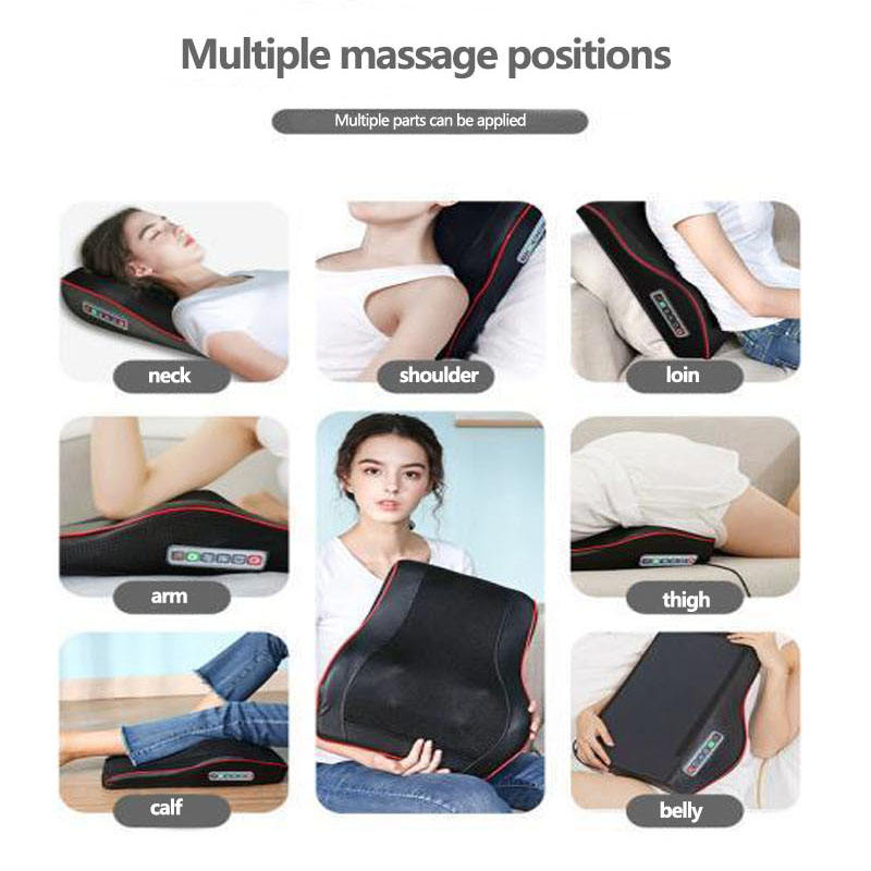Multifunction Massage Pillow Neck Shoulder Back Electric Healthy Home Car Shiatsu Massager