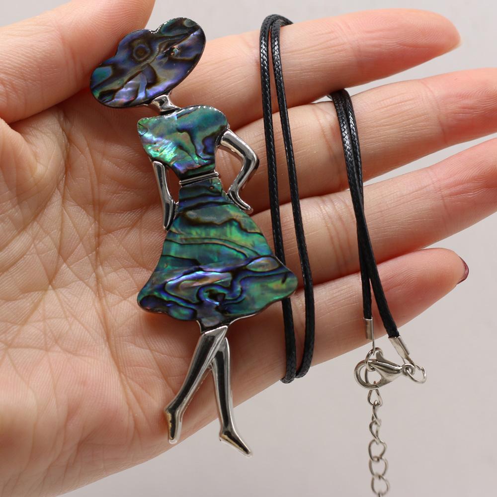 

Новый стиль, ожерелье из натуральных ракушек, красивая брошь, кулон, кожаный шнур, 2 мм, подвески для элегантных женщин, романтический подарок 30x85mm