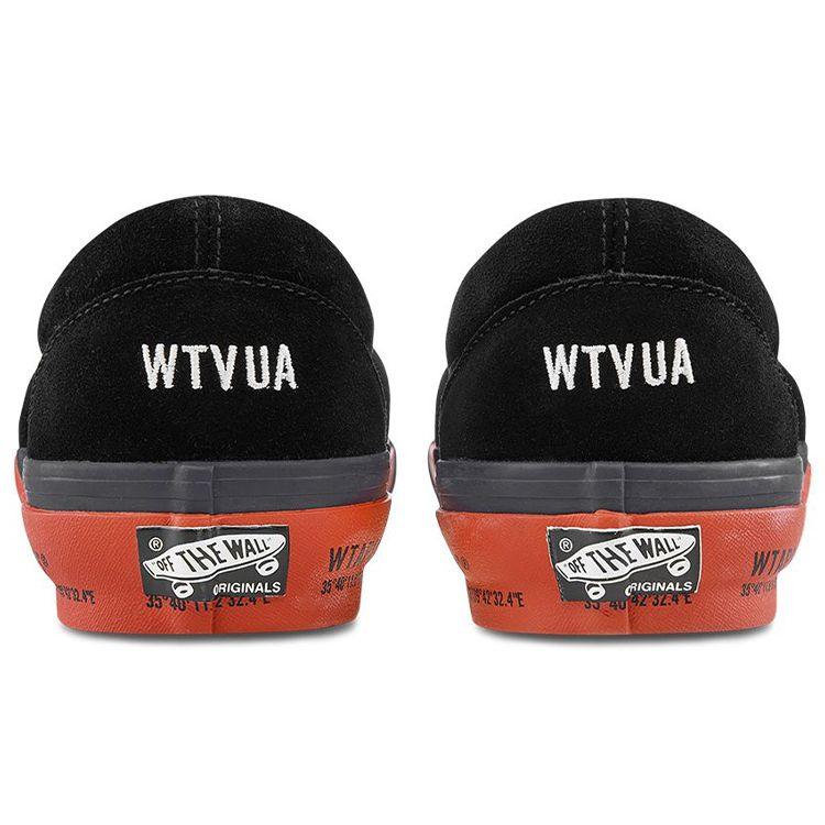 WTAPS x Vans Slip-On Series Lx Retro Casual Low-Top Skate Shoes Unisex Sneakers Black Orange VN0A45JK20E