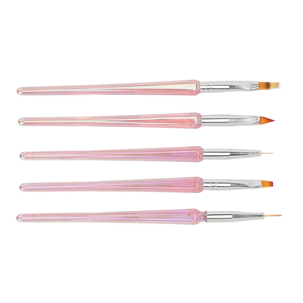 5pcs Nail Art Brushes Set Various Shapes Fine Drawing Nail Art Striping Brushes Transparent