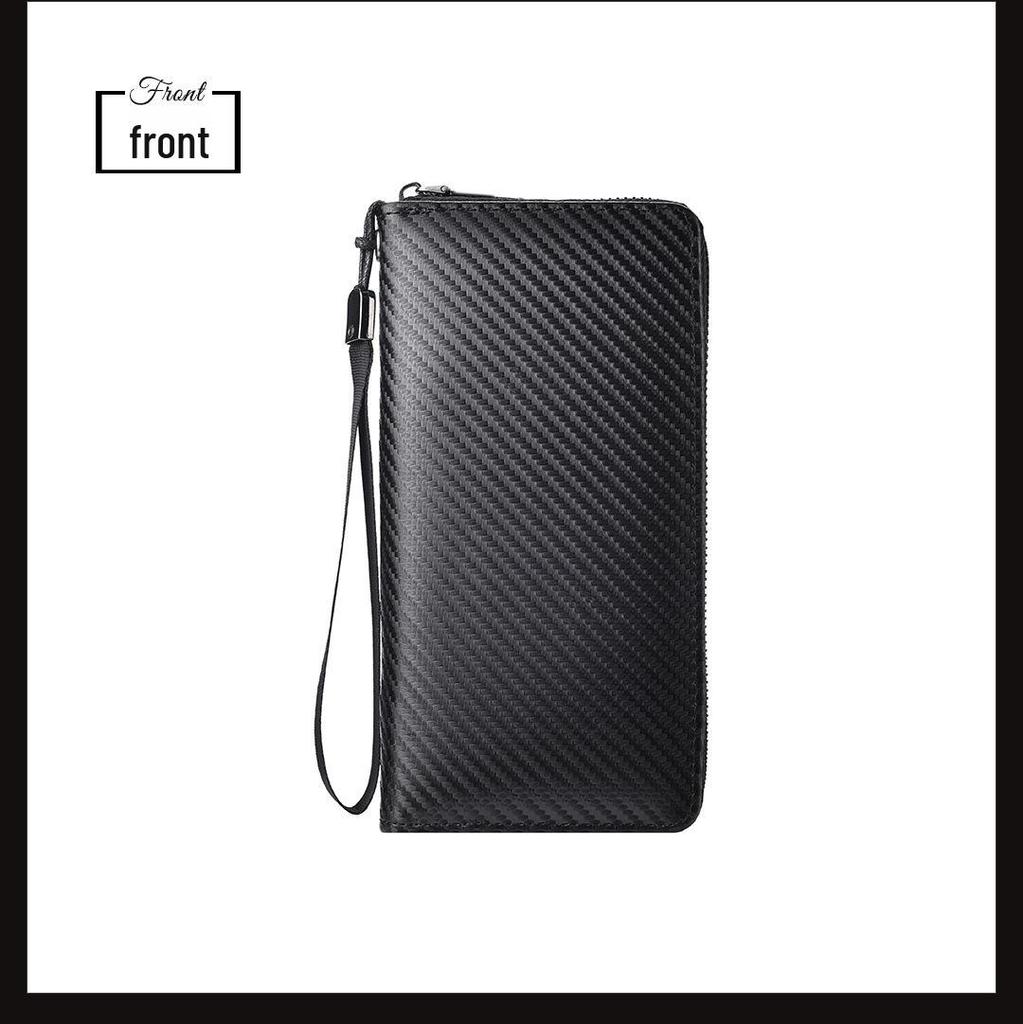 Men's RFID Anti-Theft Carbon Fiber Wallet - Large Capacity with Multi-Card Slots and Coin Purse