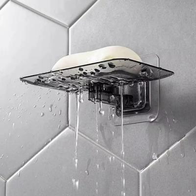 Suport pentru săpun, fără găurire, montat pe perete, cu un singur strat, suport pentru săpun, burete, accesorii pentru baie, vase autoadezive