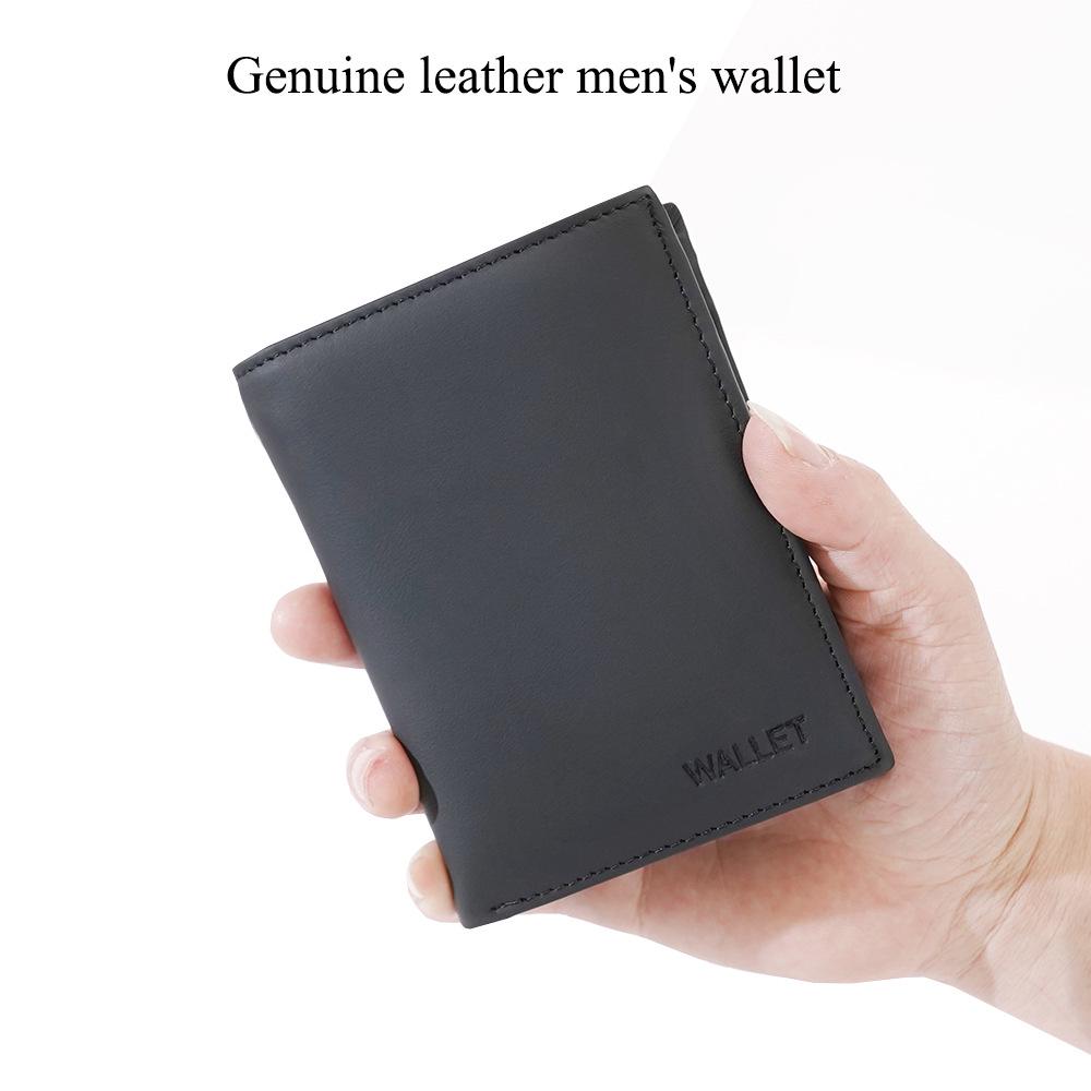 Men's RFID Genuine Leather 3-Fold Wallet with Zipper Coin Purse and Card Holder.