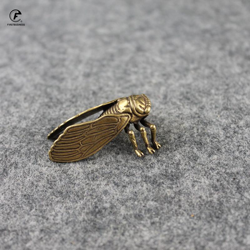 Retro Brass Ccicada Statue Desktop Ornament Metal Cute Small Animal Figurines Miniatures Home Decoration Accessories
