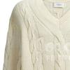 Coach Solid Color Logo Embroidered Cable Knit V-Neck Sweater Unisex Sweater Ivory CP972-VT5