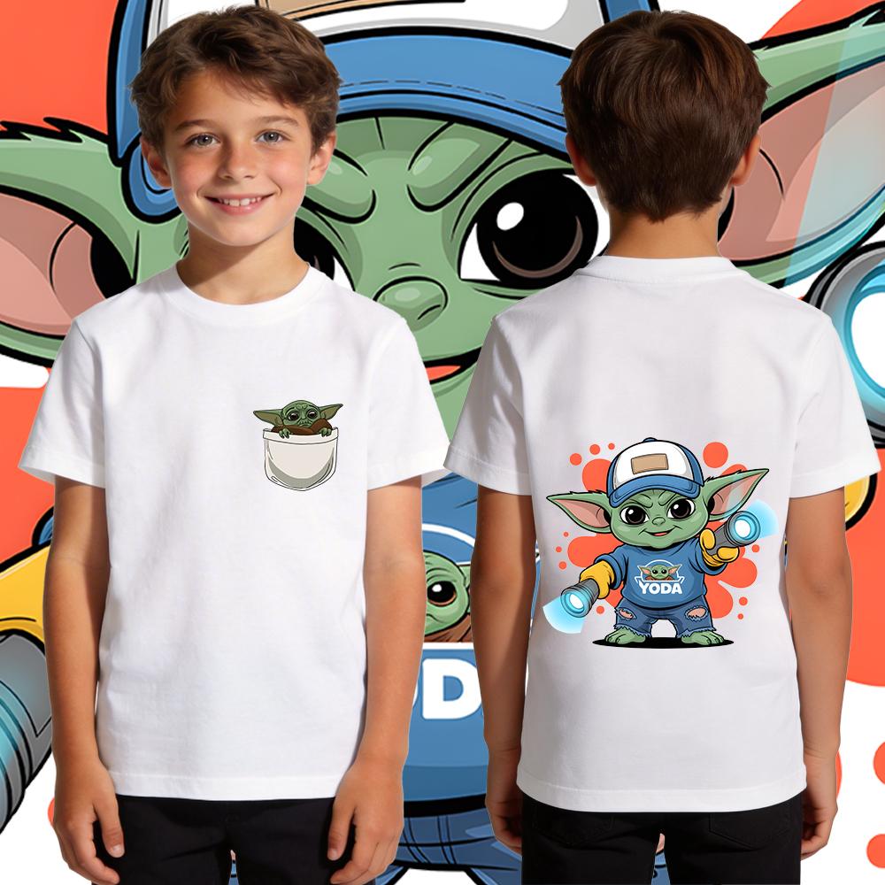 Kids Boys Yoda Graphic T Shirt Cotton Casual Soft Breathable Star Wars Child Clothing Summer Top Toddler Tee