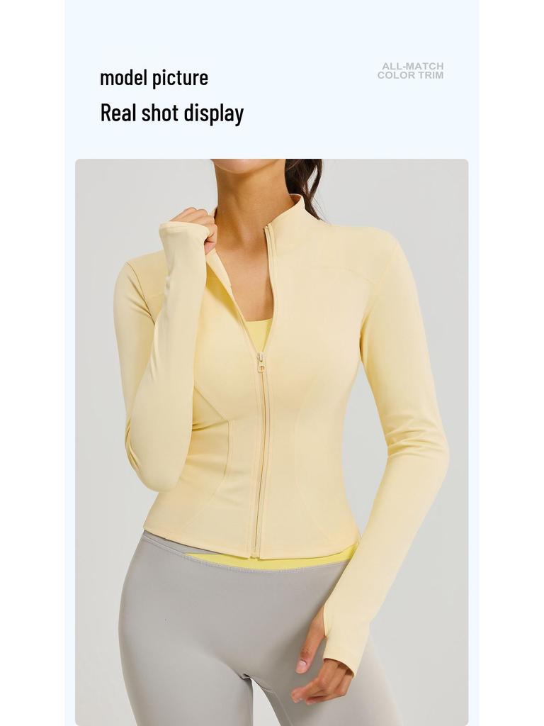 Women's Juyitang Stand-up Collar Yoga Jacket for Running & Cycling - Slimming, Elastic Fitness Top