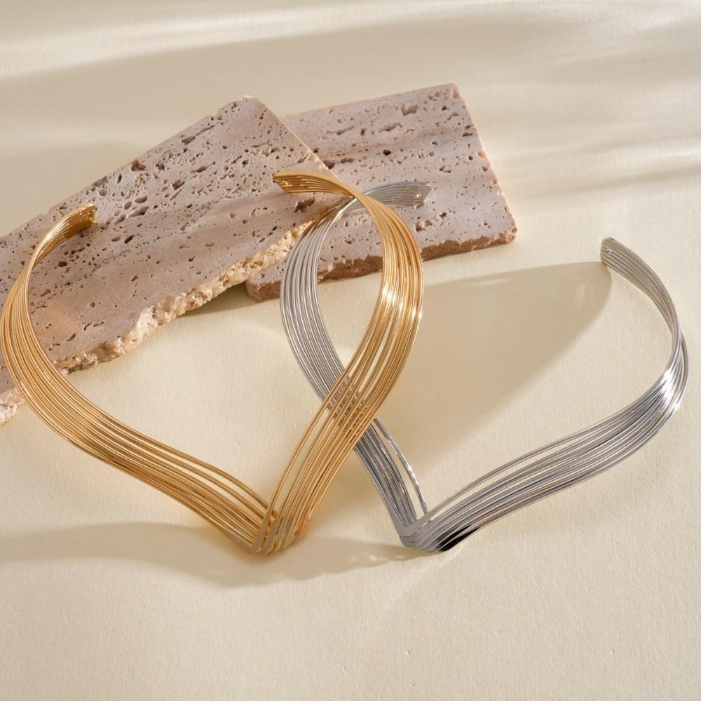 Geometric Jewelry Irregular Metal Twisted Collar Exaggerated Women's Fashion Choker Wedding