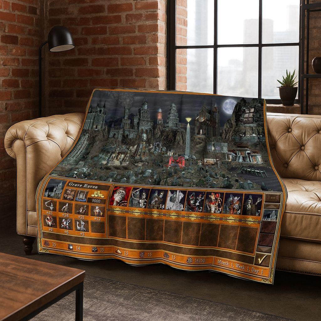 Retro Heroes of Might and Magic Map Games Art Flannel Blanket,Cozy Soft Throw Blanket for Home Bedroom Bed Sofa Cover Gift kids