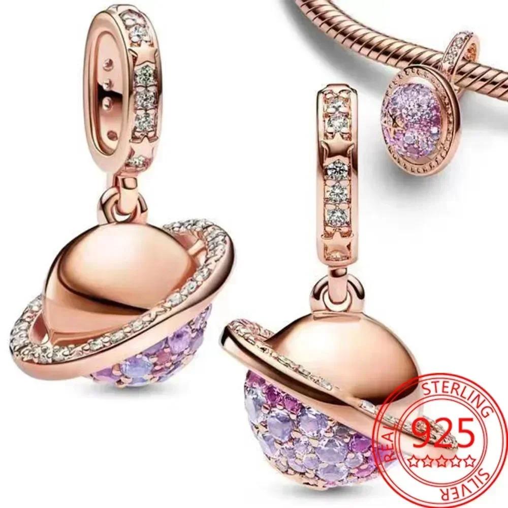 Neuer Kupfer-Lila Murano-Perlen Stiefmütterchen Blume Anhänger Charm Passend für Originalmarken Armband und Halskette Damenschmuck Geschenk