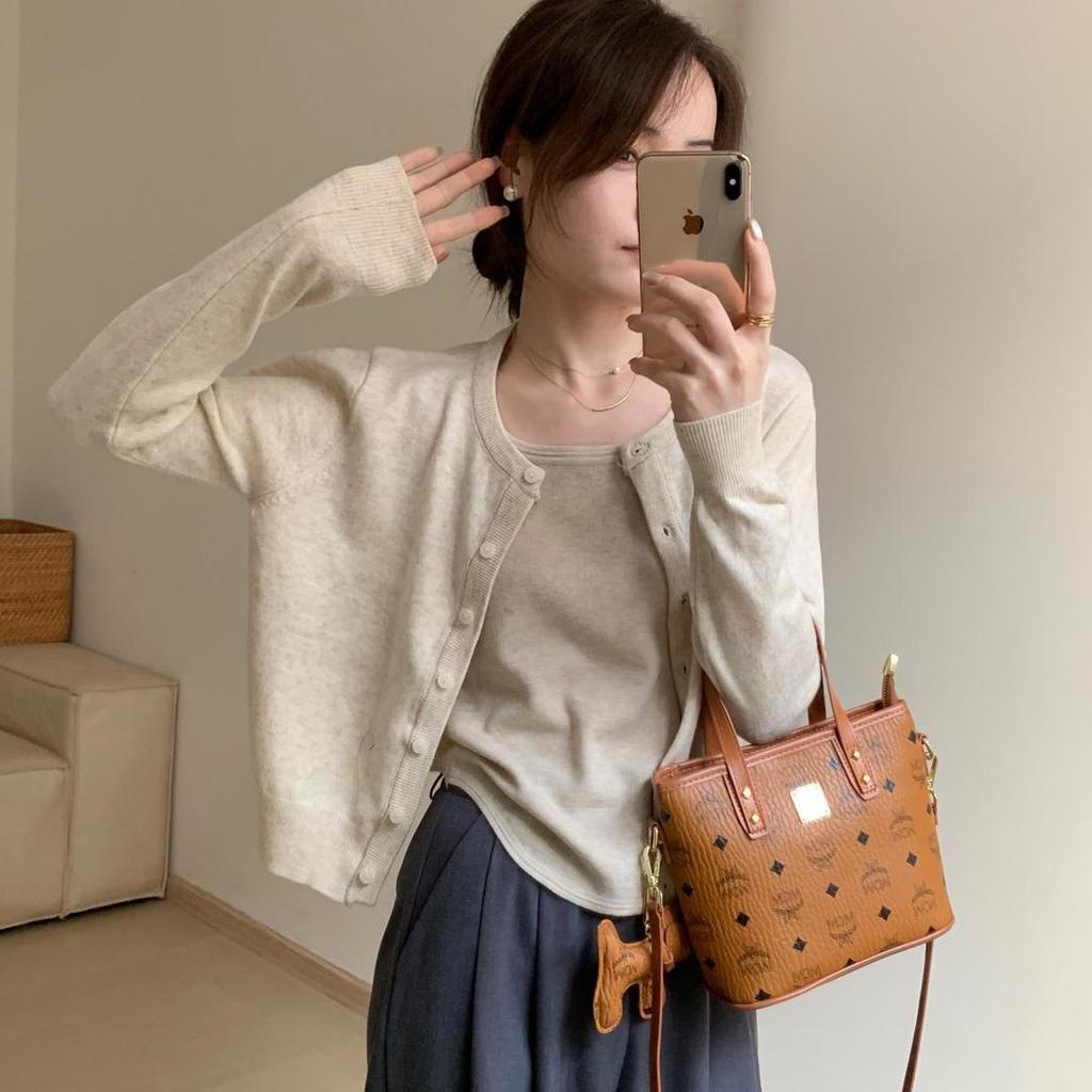 2025 Spring Korean Style Women's Slimming Knit Cardigan - Versatile, Round Neck