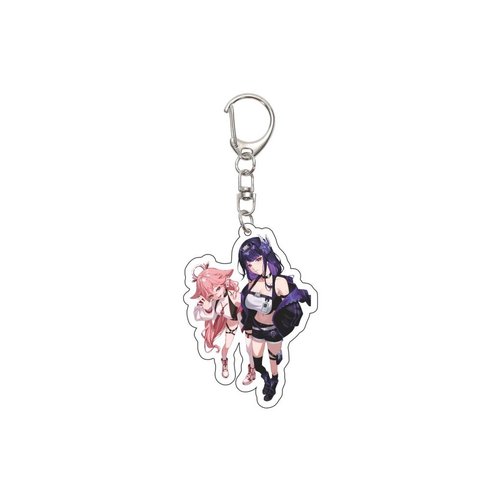 55MM Anime Genshin Impact Keychain Beelzebul Key Chain Acrylic Model Plate Christmas Gifts