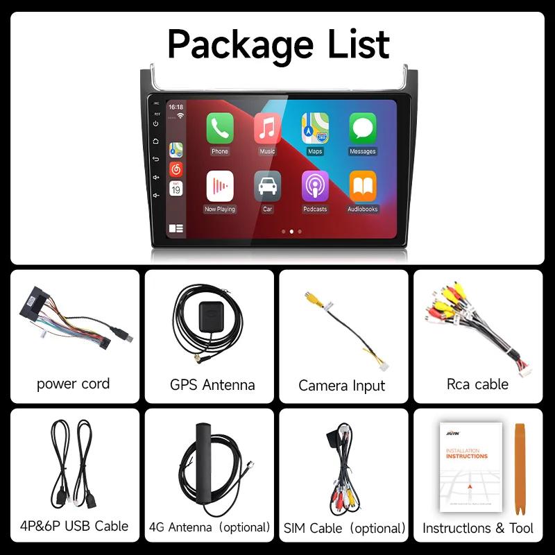 JIUYIN 2 din Android 12 Auto Radio For VW Volkswagen POLO 5 sedan 2008- 2020 Carplay Car Multimedia GPS autoradio