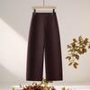 Women's Khaki High-Waisted Cropped Wide-Leg Pants - Petite, Spring/Autumn 2026