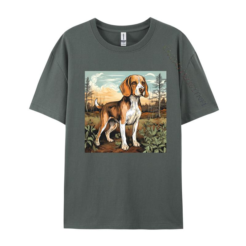 Dog Beagle Dog In Retro TShirt Dog Outdoor Casual Cotton Mens Tees Fashionable Fitted Tshirts For Autumn