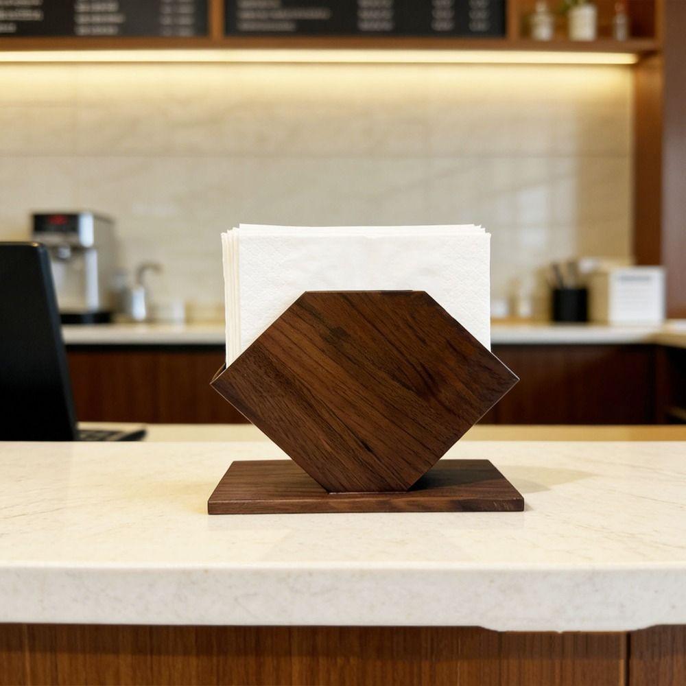 Wooden Tissue Storage Rack No-slip Vertical Napkin Dispenser Paper Towel Container  Home Decoration