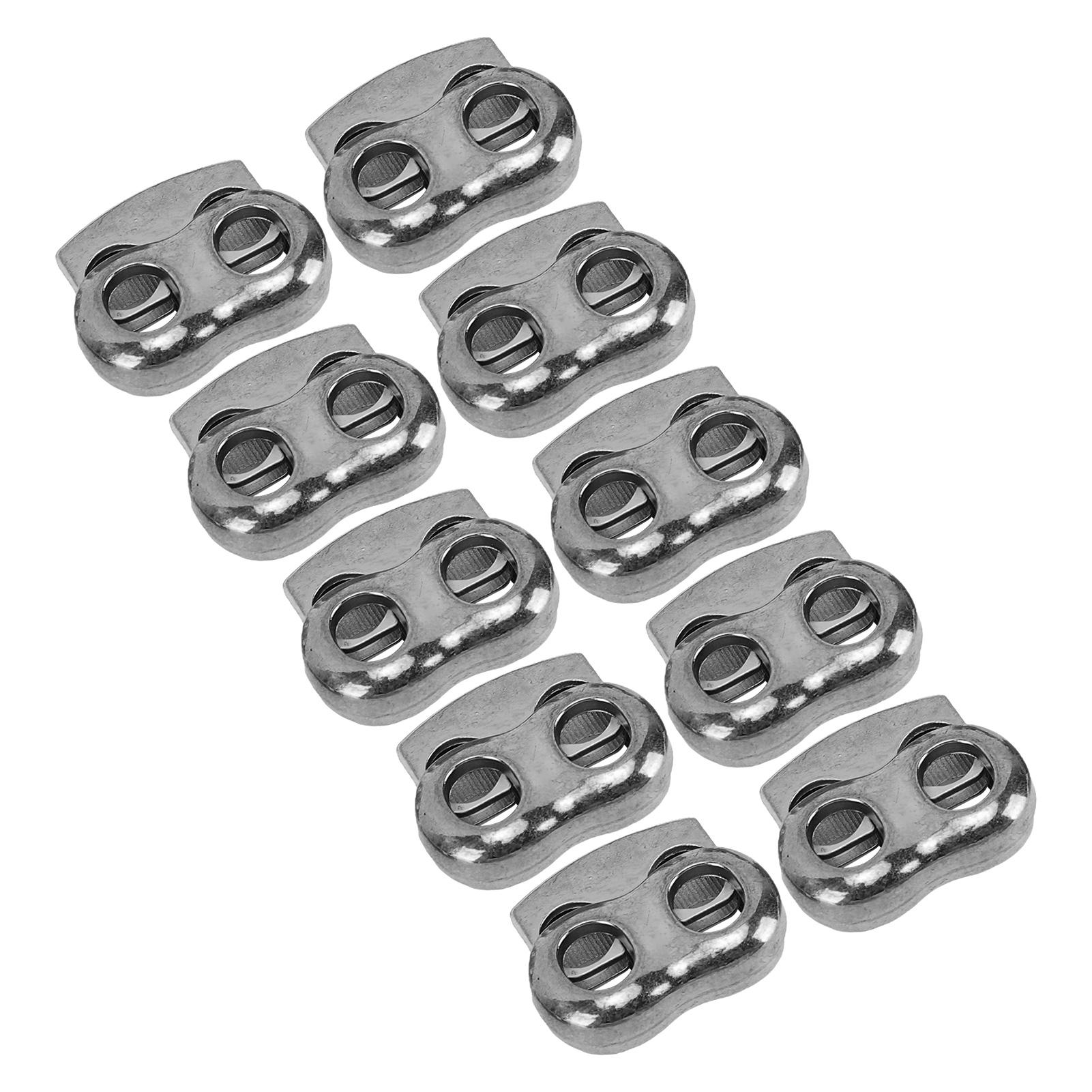 

10Pcs Cord Lock Stopper Clamp Locker for Drawstring Shoelaces Lace Locking End Tightener Zinc Alloy Spring Buckle Round