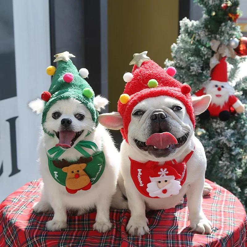 New Year Party  Clothes Accessories Gift Funny Dog Christmas Hat Pets Santa Bibs  Cosplay Costume Puppy Cap Cute Cats Bandana