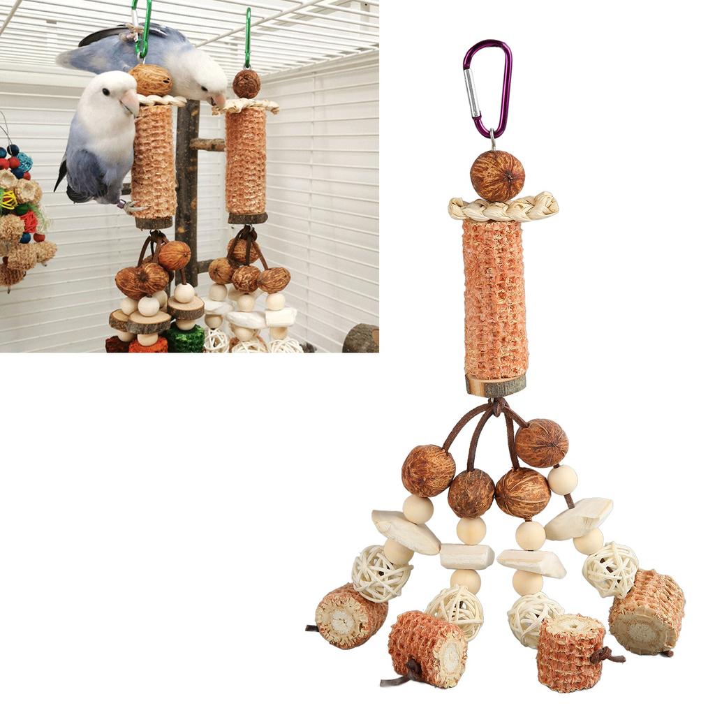 Parrot Corn Cob Chew Toys Cuttlefish Bone Boredom Relief Parrot Chewing Toy for Parrots Cockatiel Budgerigar Rattan