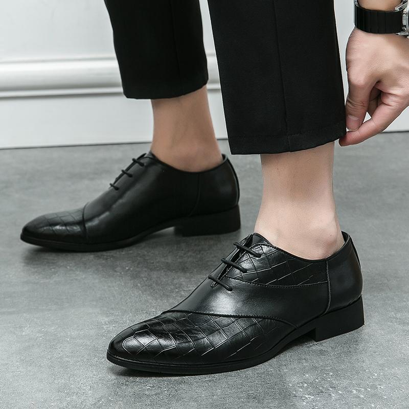 New Brown  Shoes for Men Pointed Toe Lace-up Black Men's Formal Shoes Handmade Business Size 38-48