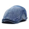 Washed denim beret men's and women's cap autumn and winter fleece thickened warm hat