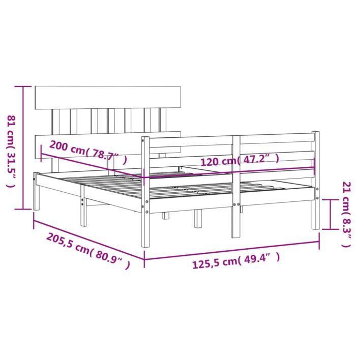 VidaXL Bed Frame with Headboard 120x200 Cm Solid Wood 3195151