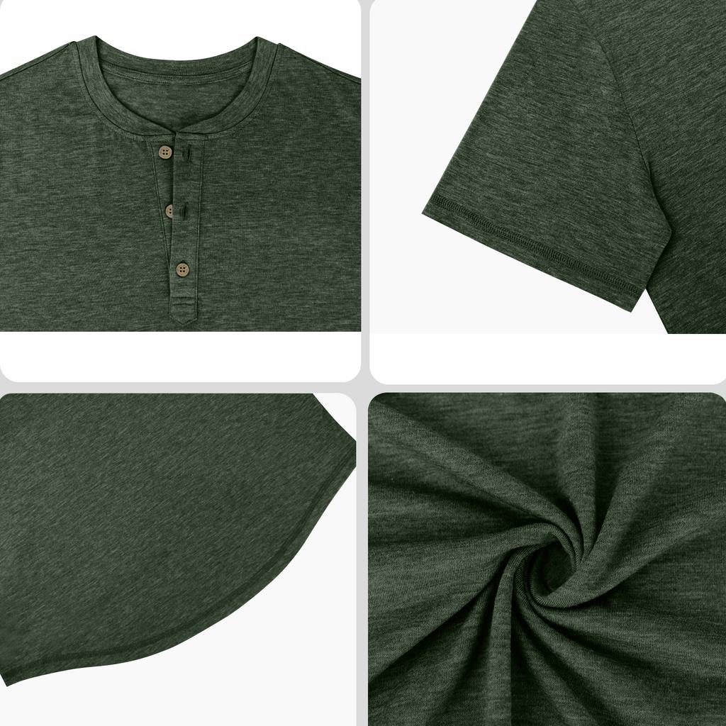 Men Short Sleeve Henley Shirt Casual Lightweight Breathable Top Button Front Soft Knit Pullover Tee for Everyday Wear