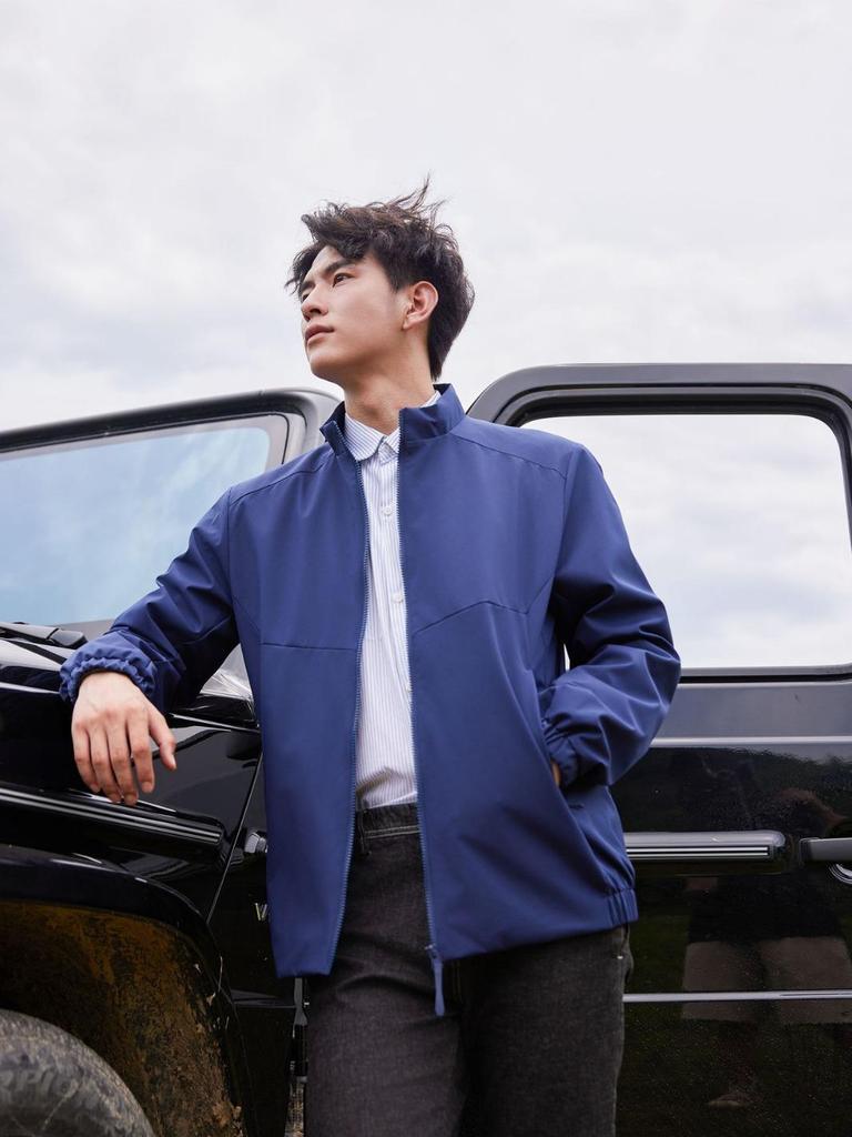 Custom Logo Stand Collar Business Windbreaker Jacket - Spring/Autumn Embroidered Team Uniform