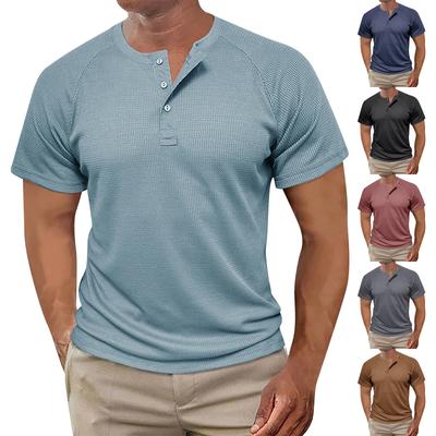 Vintage letní pánské tričko Streetwear 3 knoflíčky rozepnuté volné oblečení s potiskem tričko s krátkým rukávem