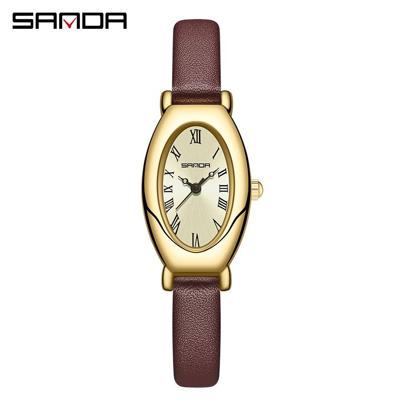 Fashin Sanda top brand 1123 elegant design Roman numerals square dial waterproof quartz movement business women's analog watch