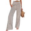 Damen High Waist Geraffter Elastischer Bund Weiter Bein Lockerer Schnitt Freizeithose
