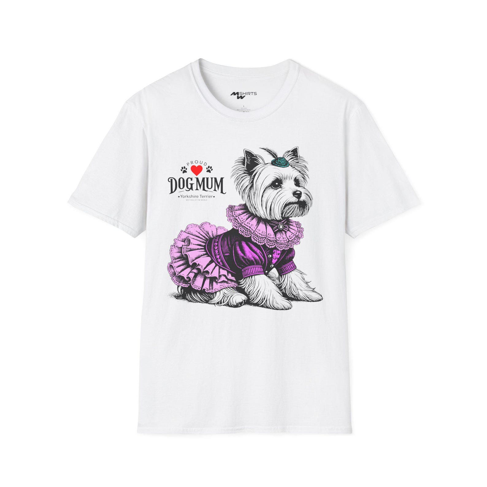 Yorkie Dog Mom T-Shirt, Yorkshire Terrier Dress Print 2XL
