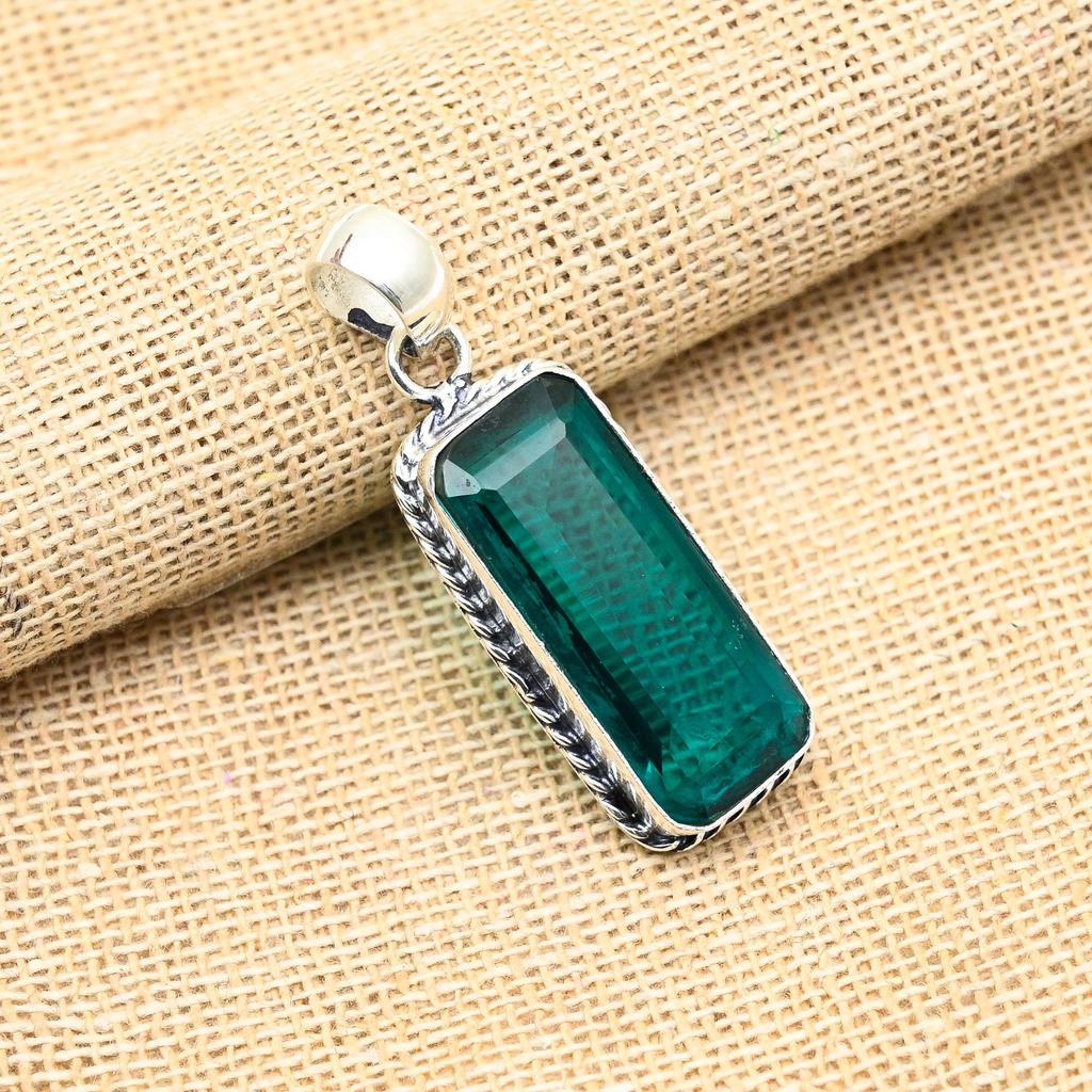 Indicolite Gemstone Handmade 925 Solid Sterling Silver Pendant Jewelry For Women