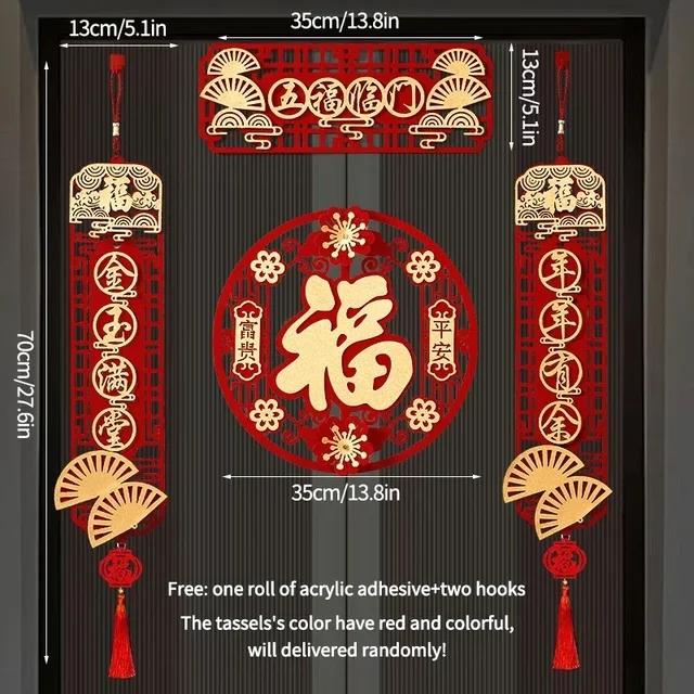 Chinese New Year Spring Couplets Spring Festival Creative Decor Door Sticker Door Banners Window Home Decor New Year Decorations