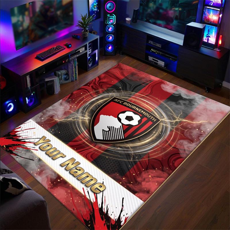 Crystal Velvet Rug Bournemouth Football Print Custom Name Text Floor Mat Home Decor