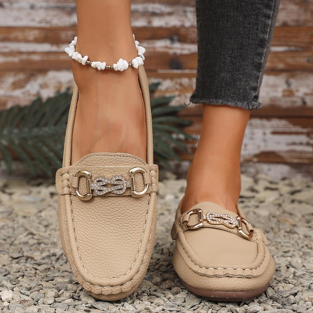 Spring and Autumn Solid Color Women's Flat Shoe Fashionable Round Toe Low Heel Casual Large Size Slip-on Women's Flat Shoes