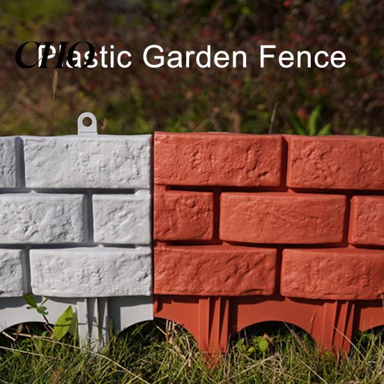 Faux Brick Garden Fence Plastic Retaining Look Edging Border Outdoor Landscape Weather Resistant Decorative Picket Panel for Flower Beds Paths