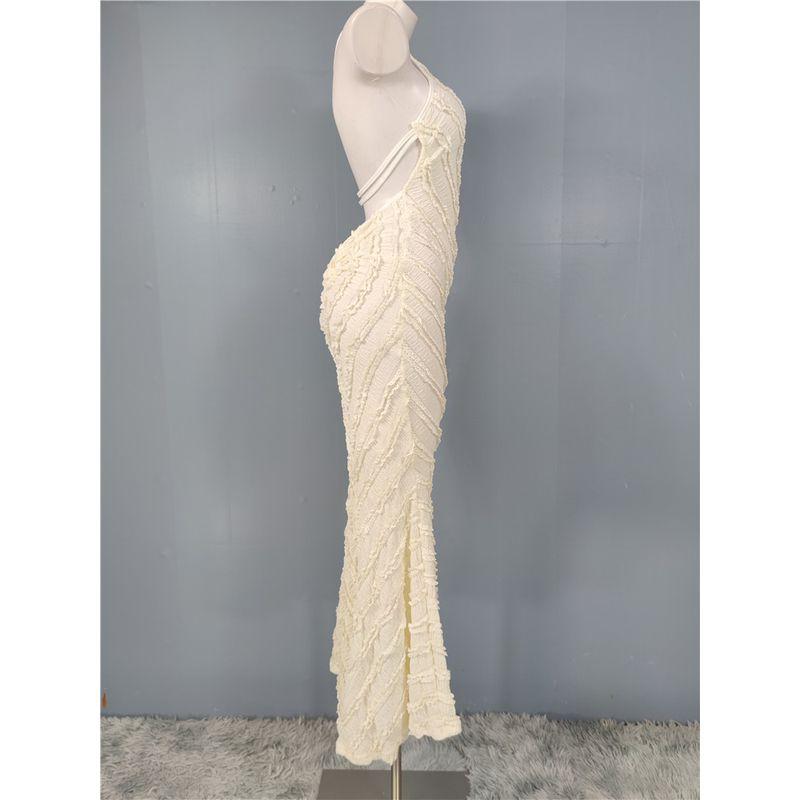 Export Single Sexy Sexy Pure Desire Ruffles Waist-Tight Slim Looking Padded Shoulder Diagonal Collar Hip-Wrapped Open Back Banquet Dress Women