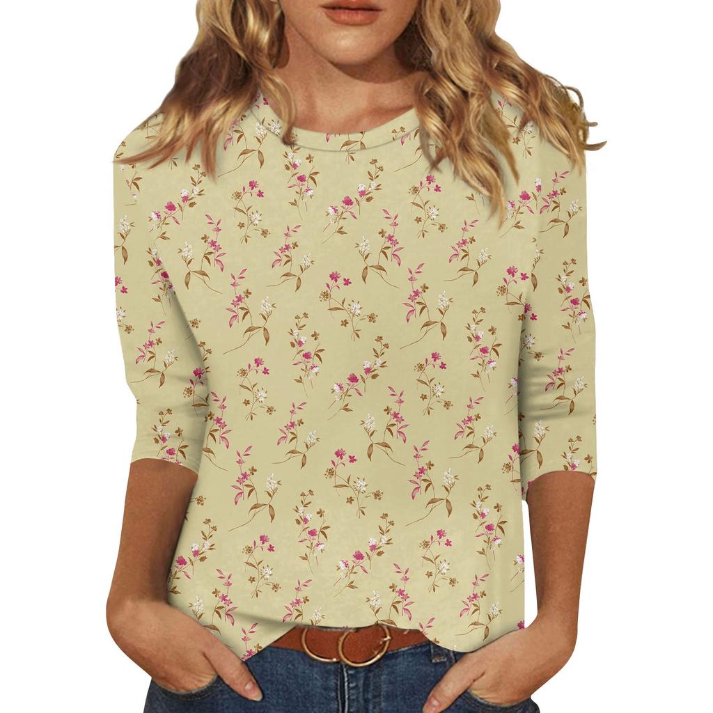 3/4-Ärmel-Shirts für Damen Print Grafik-T-Shirts Blusen Lässig Übergröße Basic Oberteile Pullover